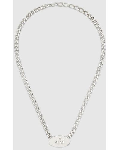 Gucci Trademark Chain Necklace With Pendant - Metallic