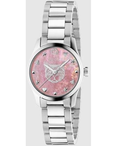 Gucci Ya1265013 G-timeless Stainless Steel And Mother-of-pearl Watch - Metallic
