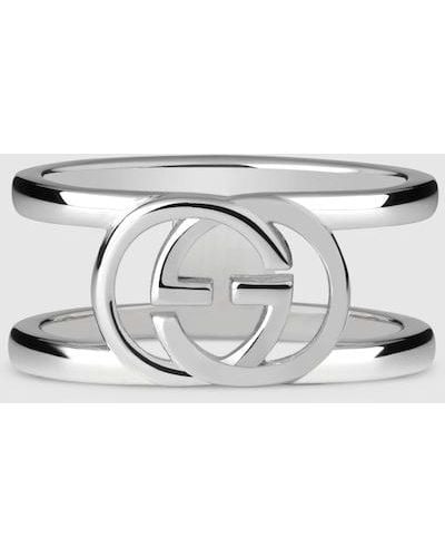 Gucci Interlocking G Motif Wide Ring  - Metallic