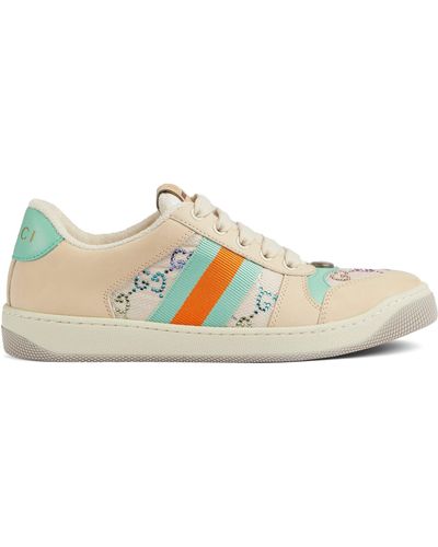 Gucci Screener Monogram-print Leather And Canvas Low-top Trainers - Multicolour