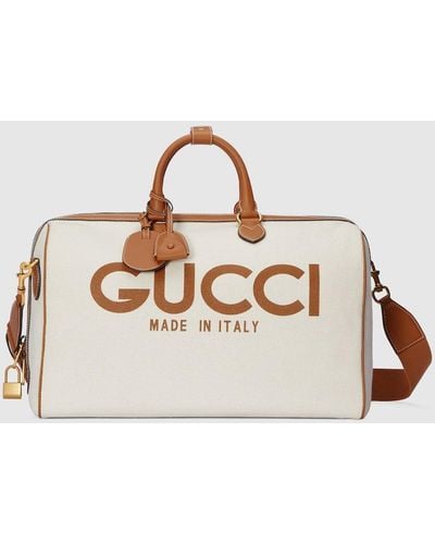 Gucci Large Duffle Bag With Print - Natural