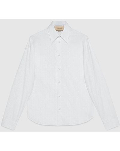 Gucci Horsebit Jacquard Cotton Shirt - White