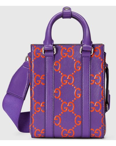 Gucci GG Embossed Mini Tote Bag - Purple