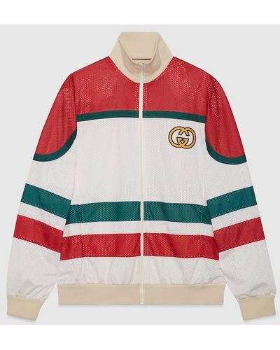 Gucci Mesh Fabric Zip Jacket - Red