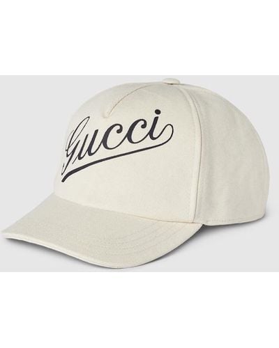 Gucci Baseball Hat With Script - White