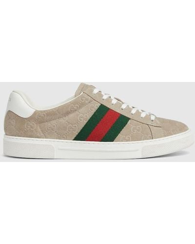 Gucci Ace Sneaker With Web - Gray