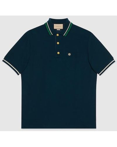 Gucci Logo-embroidered Regular-fit Wool And Cotton-blend Polo Shirt X - Blue