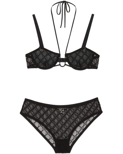Gucci GG Tulle Lingerie Set - Black