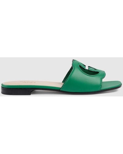Gucci Interlocking G Cut-out Sandals - Green