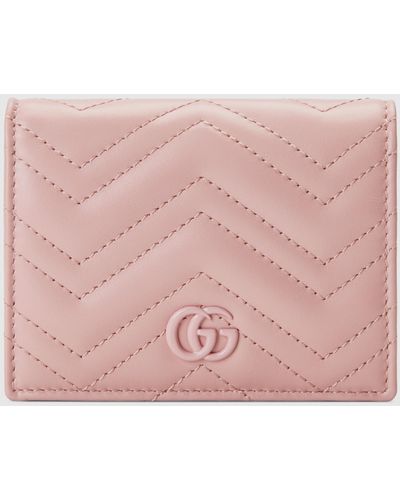 Gucci ダブルg キルティング カードケース ウォレット, ピンク, Leather