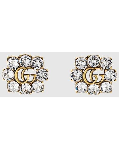 Gucci Crystal Double G Earrings - Yellow
