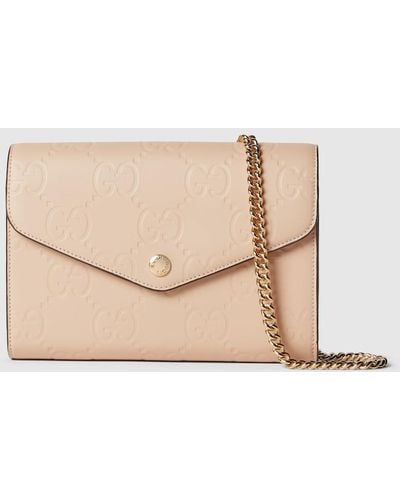 Gucci Leather Chain Wallet - Natural