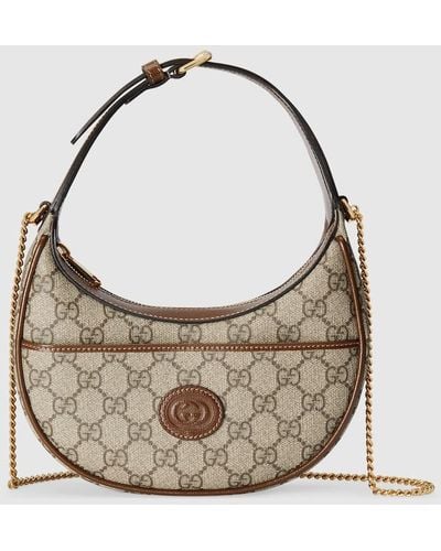 Gucci Half-moon-shaped Mini Bag With Interlocking G - Brown