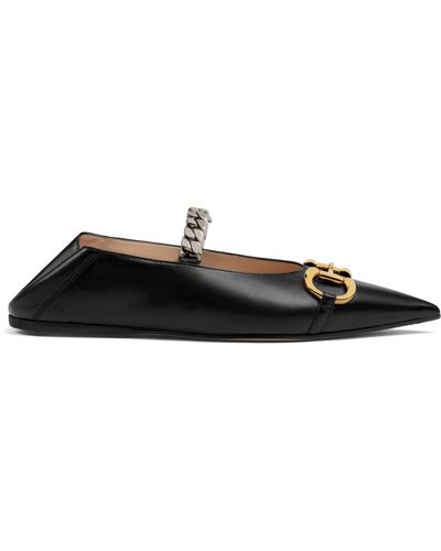 Gucci Leather Ballet Flat With Horsebit - Black