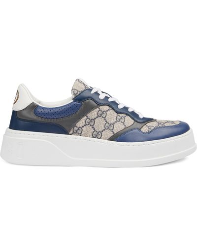 Gucci Chunky Canvas & Leather Low-top Trainers - Blue