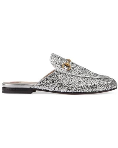 Gucci Princetown Glitter Backless Loafer - Metallic
