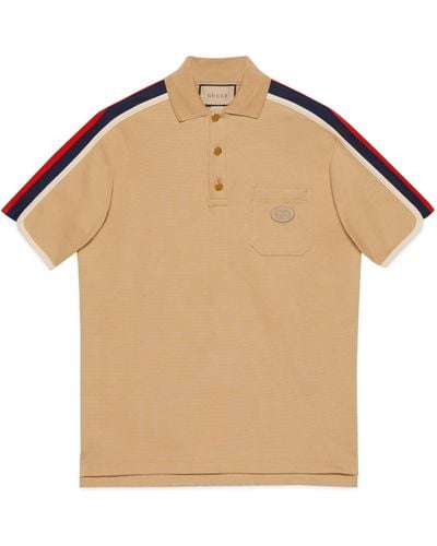 Gucci Cotton Jersey Polo Shirt With Web - Natural
