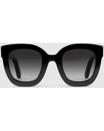Gucci Round-frame Acetate Sunglasses With Star - Black