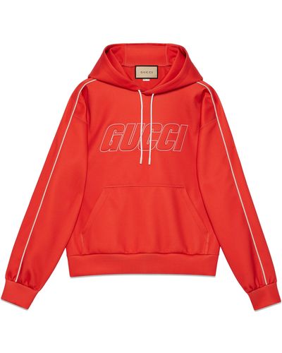 Gucci Neoprene Hooded Sweatshirt - Red