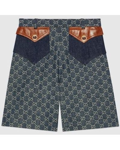 Gucci Washed Organic Denim Shorts - Blue