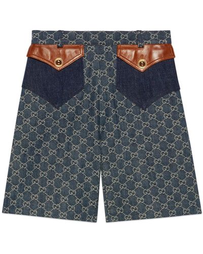 Gucci Washed Organic Denim Shorts - Blue