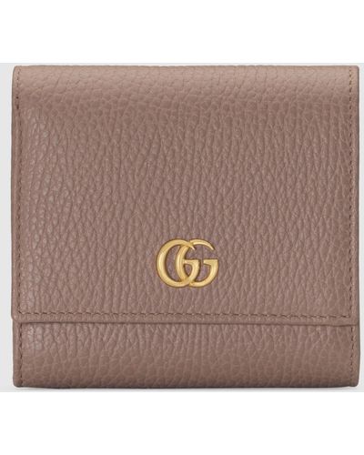 Gucci 〔GGマーモント〕レザー ウォレット, ピンク, Leather - ブラウン