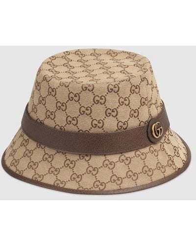 Gucci Logo-pattern Cotton-blend Bucket Hat - Brown