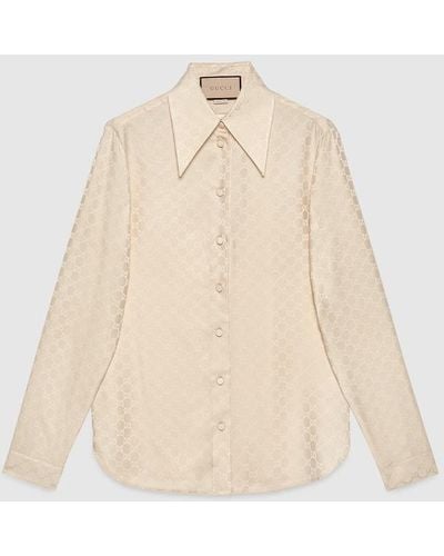 Gucci GG Silk Crepe Shirt - Natural