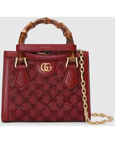 Gucci Diana Mini GG Crystal Tote Bag - Red