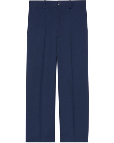 Gucci Fluid Drill Cropped Trouser - Blue