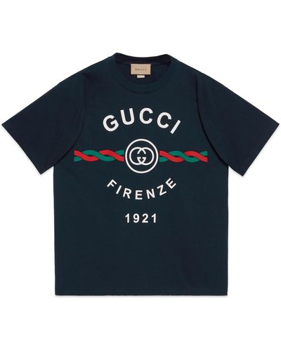 Gucci Cotton Jersey ' Firenze 1921' T-shirt - Blue