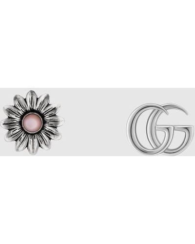 Gucci Double G Flower Stud Earrings - Metallic