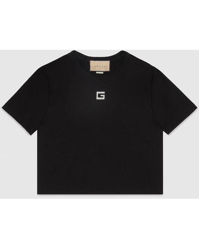 Gucci Cotton Jersey T-shirt With Crystal - Black