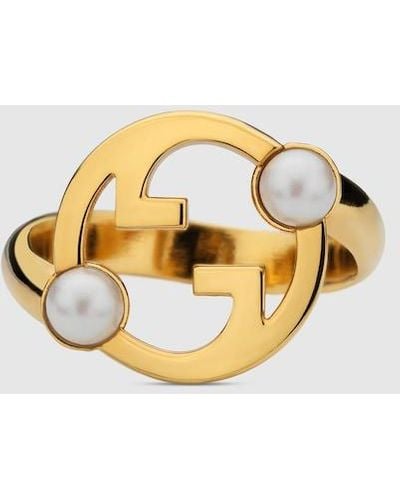 Gucci Blondie Cut-out Ring With Pearl - Metallic