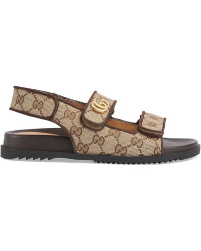 Gucci GG Canvas & Leather Sandal - Brown