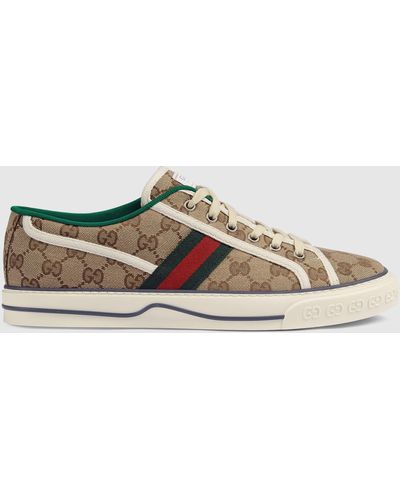 Gucci 〔グッチ テニス 1977〕GG メンズ スニーカー, ベージュ, GGキャンバス - ブラウン