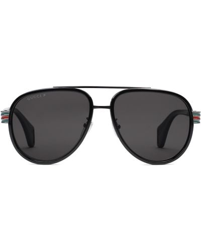 Gucci Eyewear Tinted Pilot-frame Sunglasses - Black
