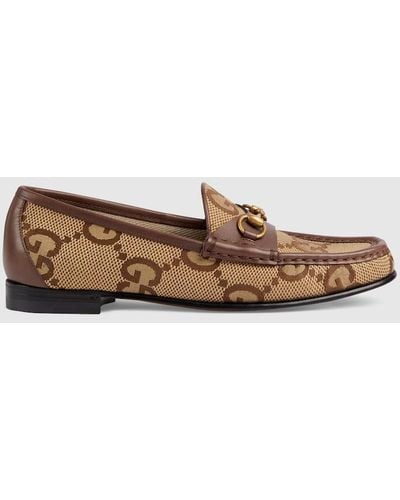 Gucci Maxi GG Canvas & Leather Loafer - Brown