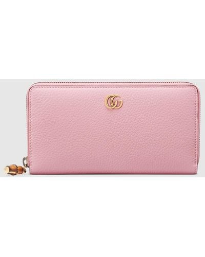 Gucci Zip Around Wallet With Bamboo - Pink