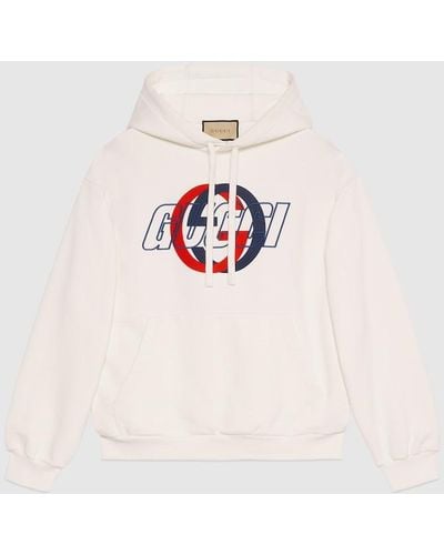 Gucci Brand-embroidered Printed Relaxed-fit Cotton-jersey Hoody - White