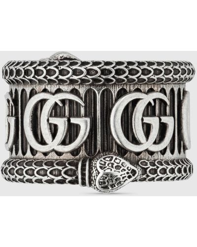 Gucci Silver Ring With Double G - Multicolor
