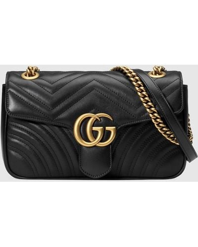Gucci gg Marmont Small Leather Shoulder Bag - Black