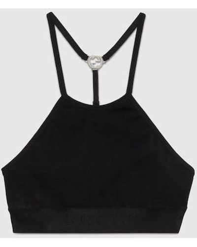 Gucci Nylon Jersey Crop Top - Black