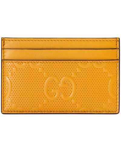 Gucci GG Embossed Card Case - Yellow
