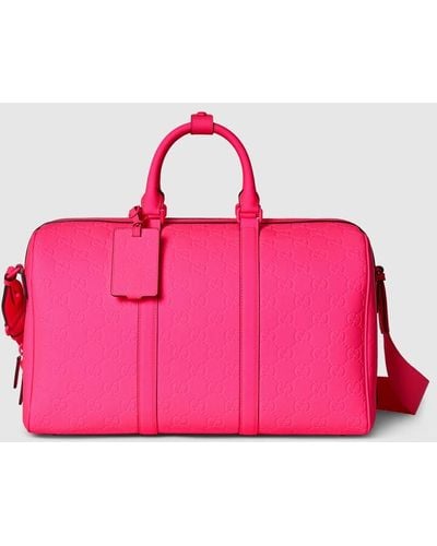 Gucci GG Rubber-effect Medium Duffle Bag - Pink