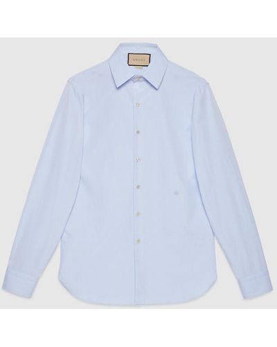 Gucci Cotton Silk Shirt With Double G - Blue