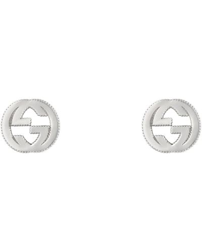 Gucci Silver Interlocking G Sterling Stud Earrings - Metallic
