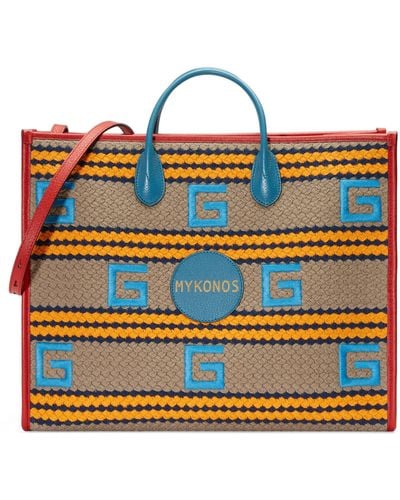 Gucci Mykonos Striped Tote Bag - Natural