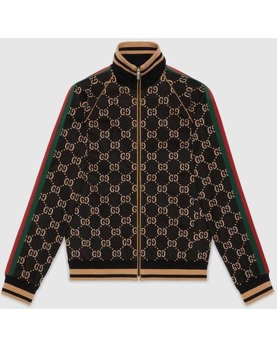 Gucci Monogram Side-stripe Cotton-jersey Jacket X - Black