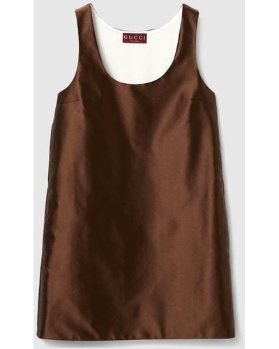 Gucci Silk Duchesse Mini Dress - Brown